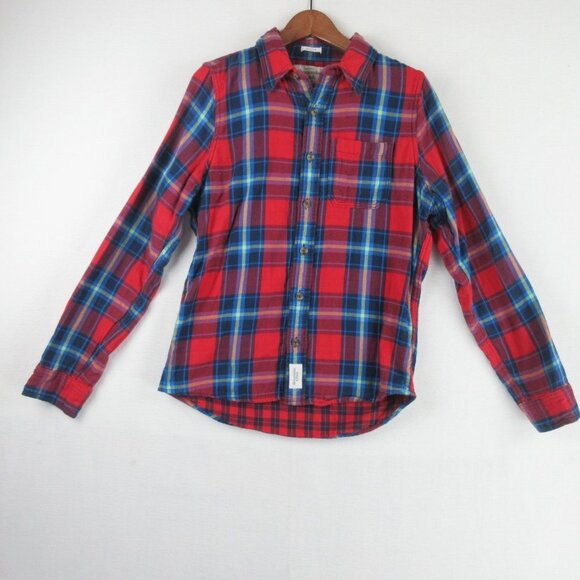 Abercrombie & Fitch Other - Abercrombie & Fitch Red Flannel Plaid Jacket Size M Buttoned Muscle Jacket